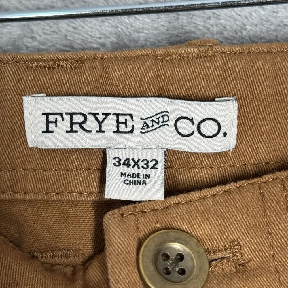 Frye & Co Pants Mens 34x32 BrownStraight Leg Double Knee Neutral Preppy Heritage